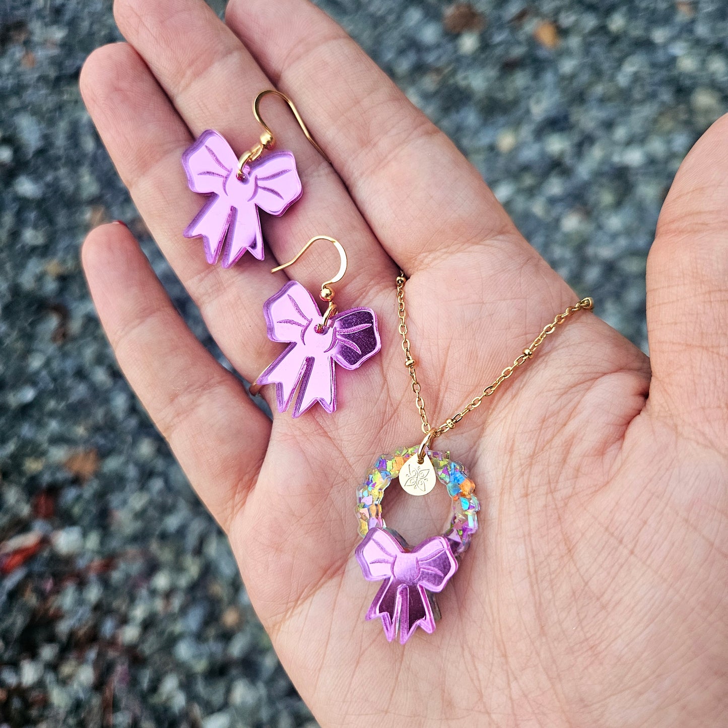 Corona Navideña Lazo Rosado