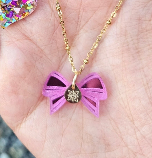 Adorno Navideño Collar Lazo Rosado