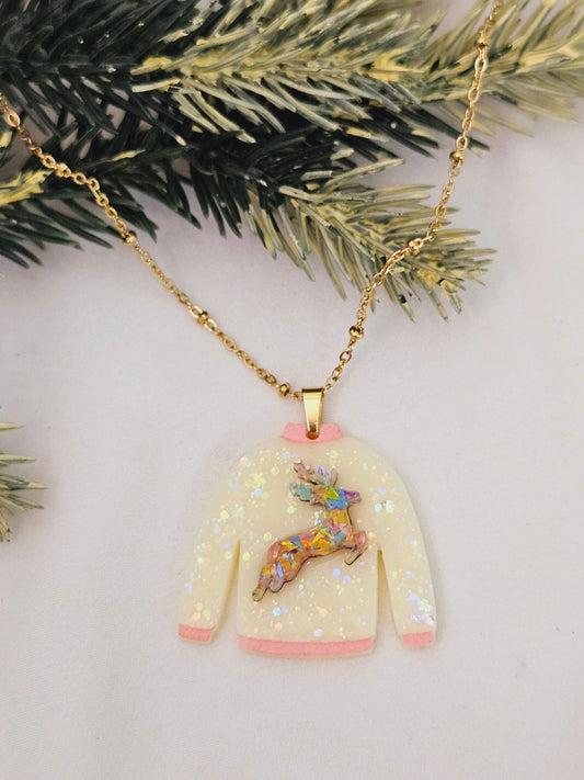 Christmas Sweater Reindeer Necklace