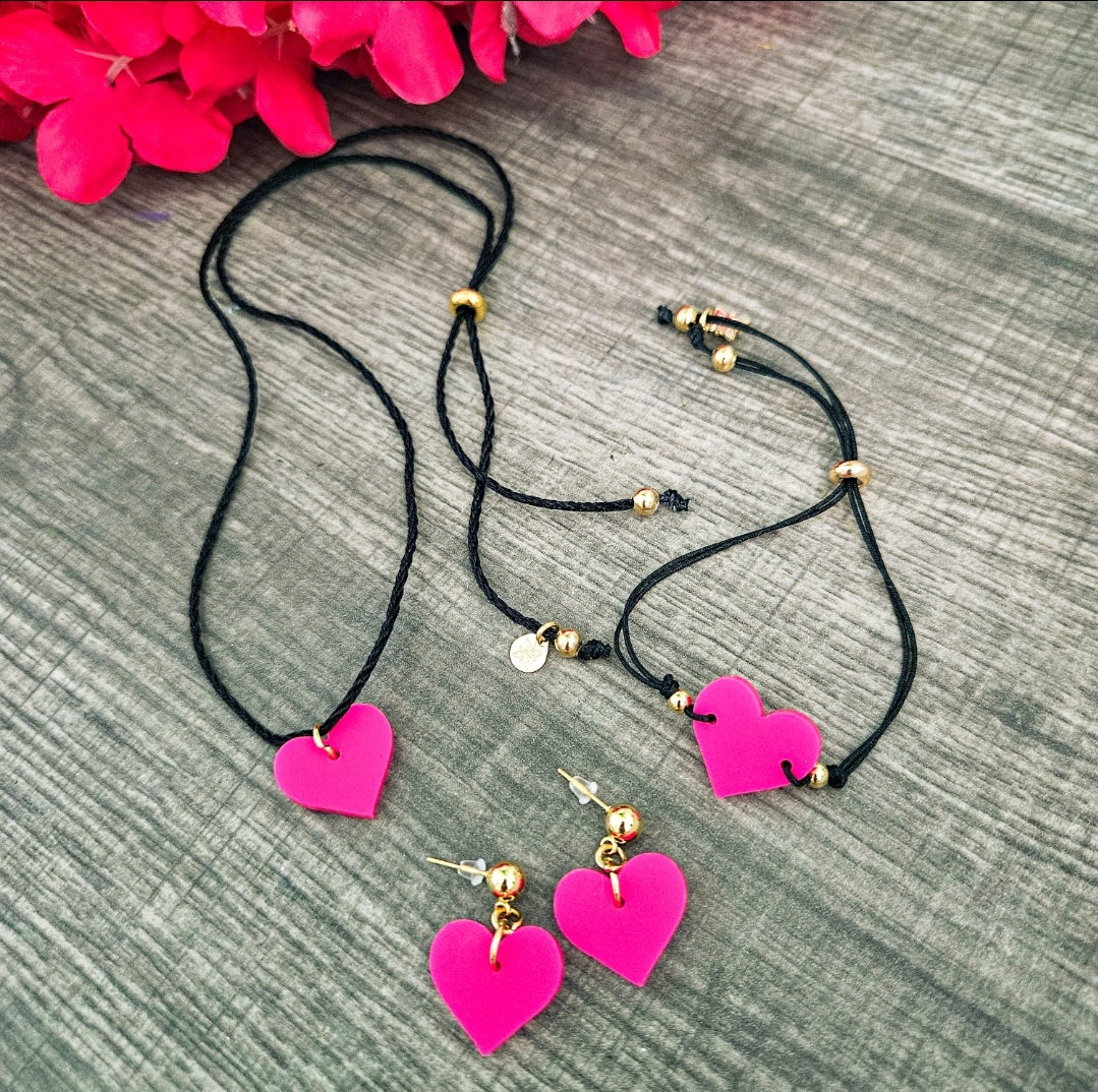 Corazón fushia Set