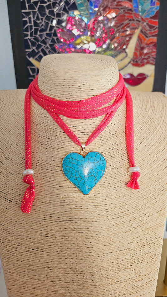 Coral blue choker